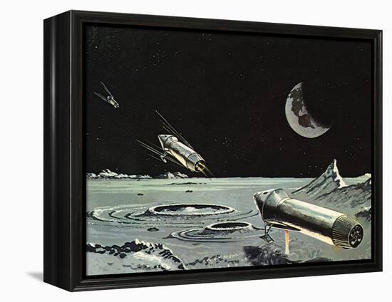 Sci Fi - Spaceships on Moon-null-Framed Premier Image Canvas