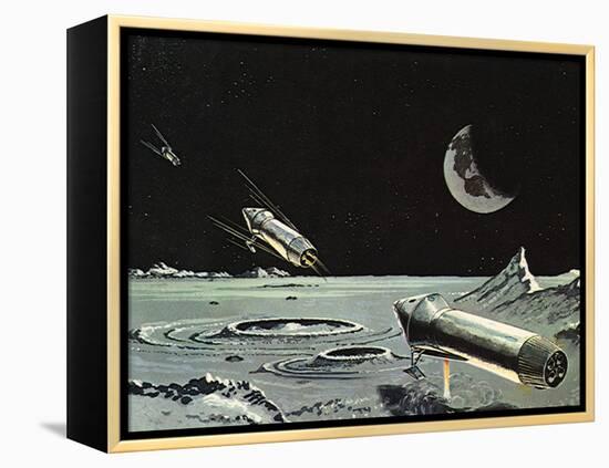 Sci Fi - Spaceships on Moon-null-Framed Premier Image Canvas