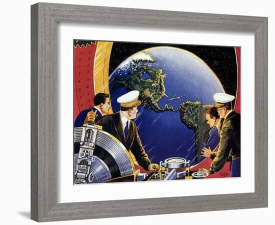 Sci Fi - Steering Spaceship, 1933-Frank R. Paul-Framed Giclee Print