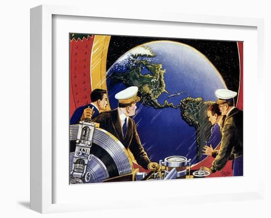 Sci Fi - Steering Spaceship, 1933-Frank R. Paul-Framed Giclee Print