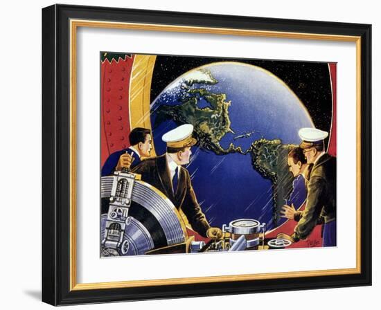 Sci Fi - Steering Spaceship, 1933-Frank R. Paul-Framed Giclee Print