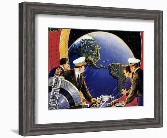 Sci Fi - Steering Spaceship, 1933-Frank R. Paul-Framed Giclee Print