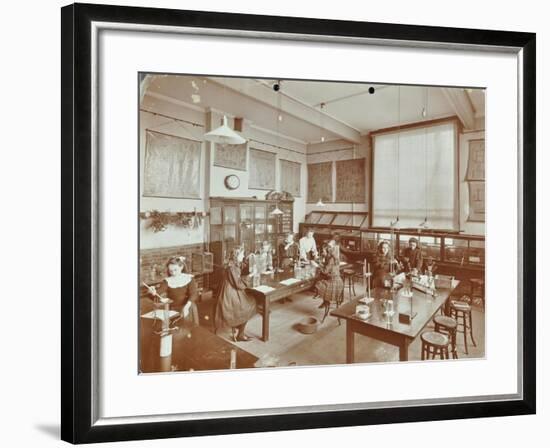 Science Class, Aristotle Road Girls School, Clapham, London, 1908-null-Framed Photographic Print