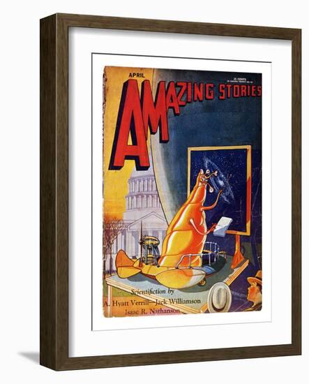 Science Fiction Cover, 1930-Frank R. Paul-Framed Giclee Print