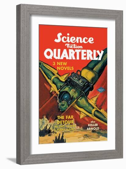 Science Fiction Quarterly: Rocket Man Attacks-null-Framed Art Print