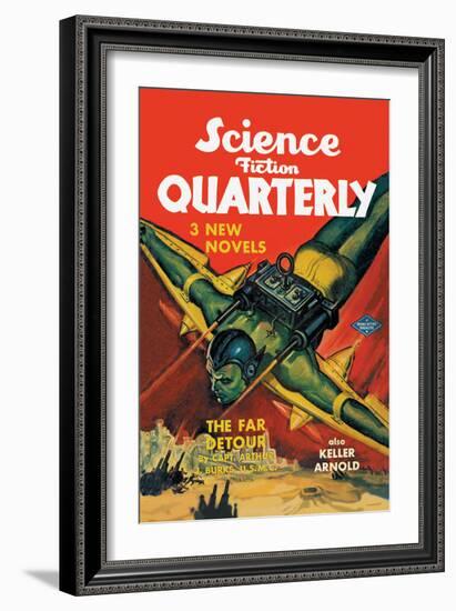 Science Fiction Quarterly: Rocket Man Attacks-null-Framed Art Print