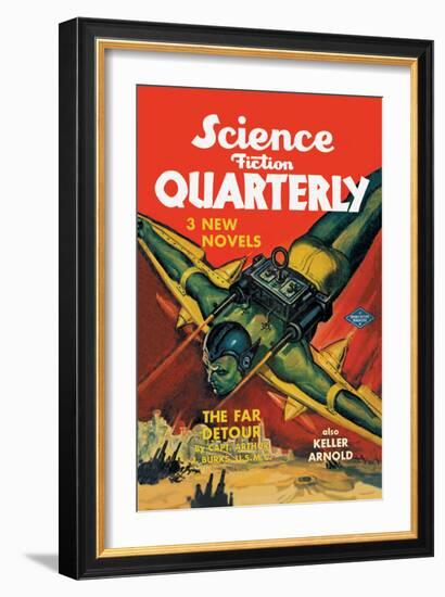 Science Fiction Quarterly: Rocket Man Attacks-null-Framed Art Print