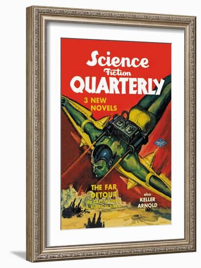 Science Fiction Quarterly: Rocket Man Attacks-null-Framed Art Print