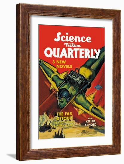 Science Fiction Quarterly: Rocket Man Attacks-null-Framed Art Print