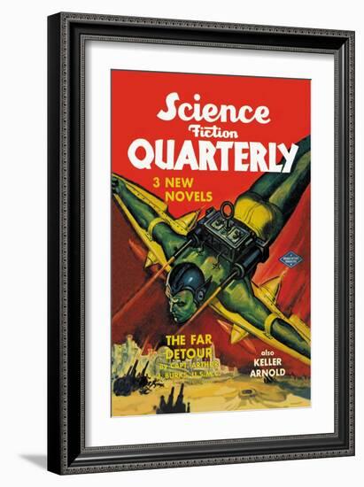 Science Fiction Quarterly: Rocket Man Attacks-null-Framed Art Print