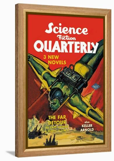 Science Fiction Quarterly: Rocket Man Attacks-null-Framed Stretched Canvas