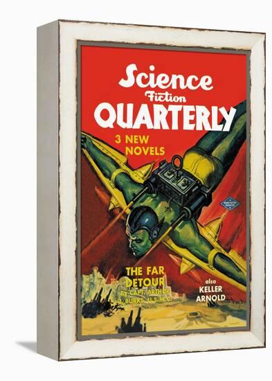 Science Fiction Quarterly: Rocket Man Attacks-null-Framed Stretched Canvas