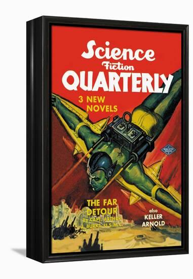 Science Fiction Quarterly: Rocket Man Attacks-null-Framed Stretched Canvas