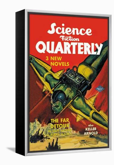 Science Fiction Quarterly: Rocket Man Attacks-null-Framed Stretched Canvas
