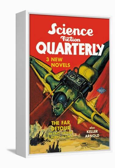 Science Fiction Quarterly: Rocket Man Attacks-null-Framed Stretched Canvas