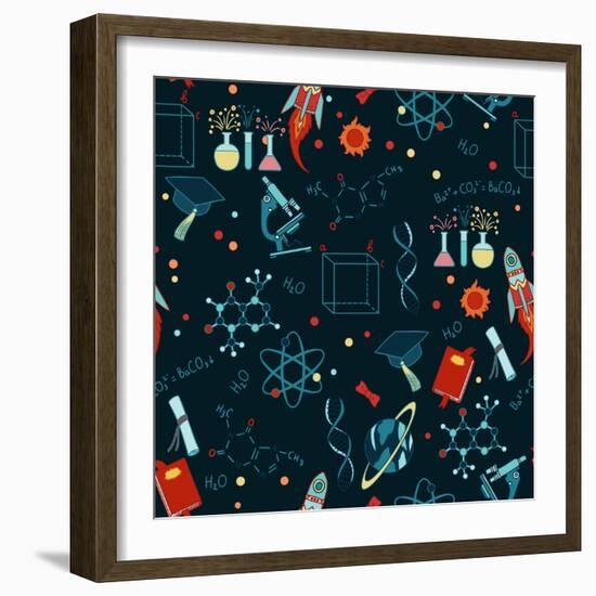 Science Stuff Vector Seamless Pattern.-Anastasia Mazeina-Framed Art Print