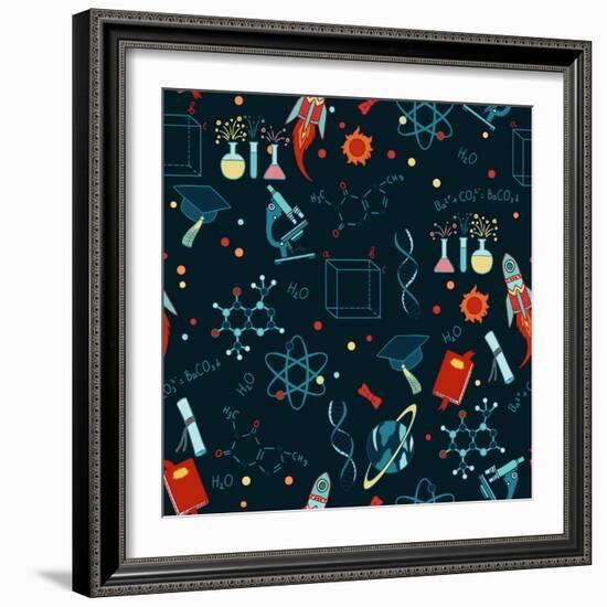 Science Stuff Vector Seamless Pattern.-Anastasia Mazeina-Framed Art Print