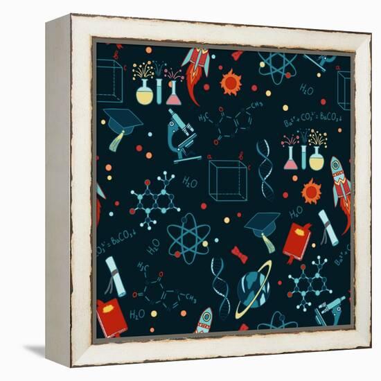 Science Stuff Vector Seamless Pattern.-Anastasia Mazeina-Framed Stretched Canvas