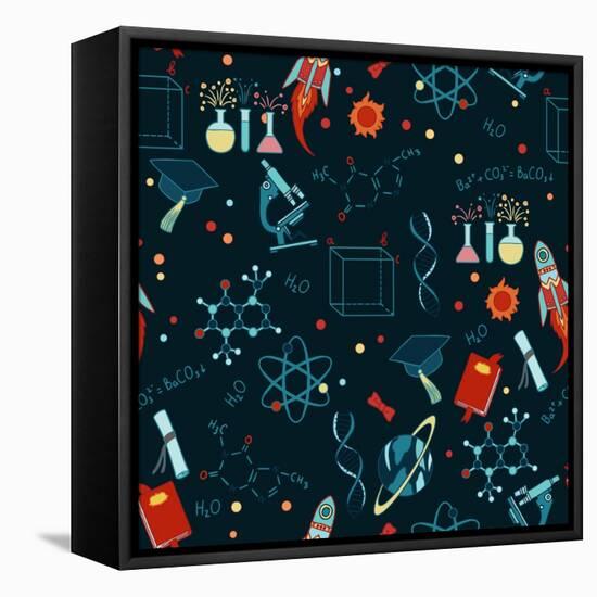 Science Stuff Vector Seamless Pattern.-Anastasia Mazeina-Framed Stretched Canvas