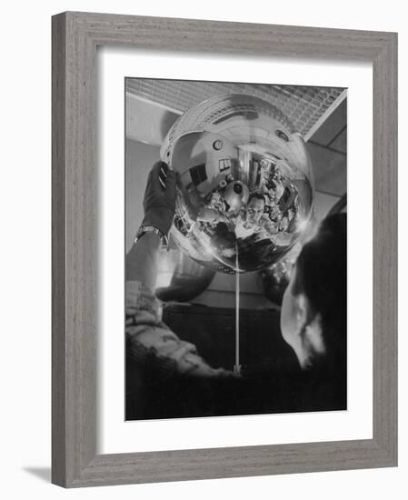 Scientist Alexander Simkovich Working on a Us Artificial Satellite-Hank Walker-Framed Photographic Print