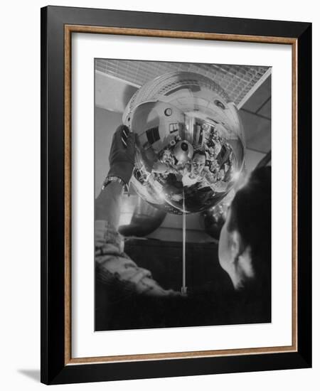 Scientist Alexander Simkovich Working on a Us Artificial Satellite-Hank Walker-Framed Photographic Print