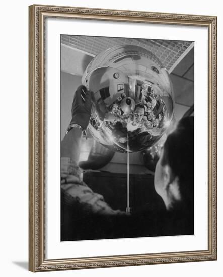 Scientist Alexander Simkovich Working on a Us Artificial Satellite-Hank Walker-Framed Photographic Print