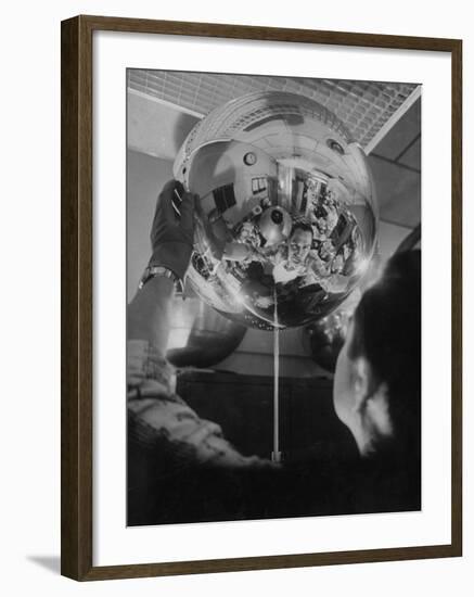 Scientist Alexander Simkovich Working on a Us Artificial Satellite-Hank Walker-Framed Photographic Print
