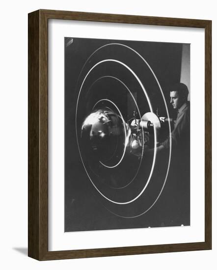 Scientist Alexander Simkovich Working on a Us Artificial Satellite-null-Framed Photographic Print