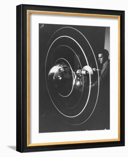 Scientist Alexander Simkovich Working on a Us Artificial Satellite-null-Framed Photographic Print