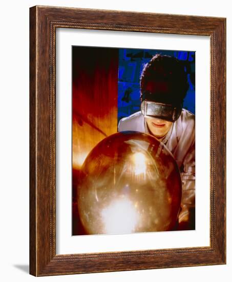 Scientist with Belljar for Making Buckyballs (C60)-Geoff Tompkinson-Framed Photographic Print