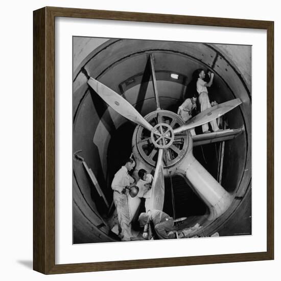Scientists at California Institute of Technology Working on Large Propeller-Bernard Hoffman-Framed Photographic Print