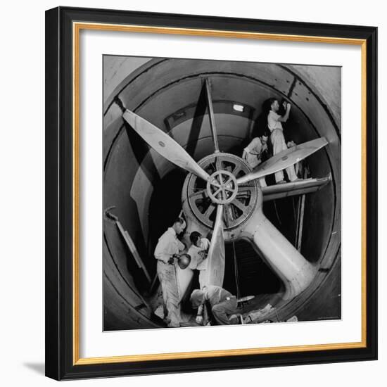 Scientists at California Institute of Technology Working on Large Propeller-Bernard Hoffman-Framed Photographic Print