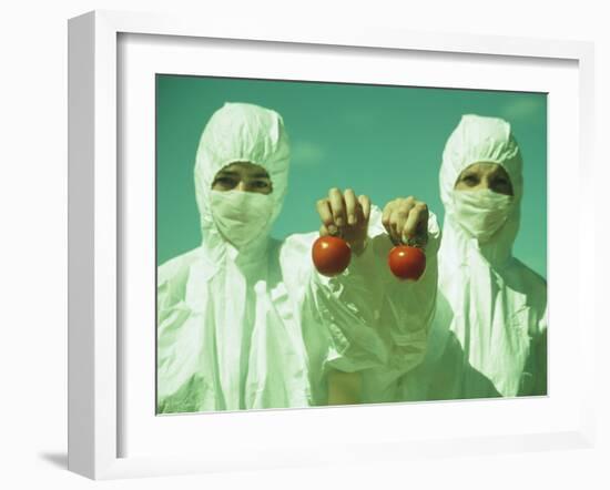 Scientists Holding GM Tomatoes-Cristina-Framed Photographic Print