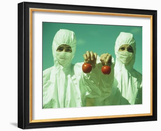 Scientists Holding GM Tomatoes-Cristina-Framed Photographic Print