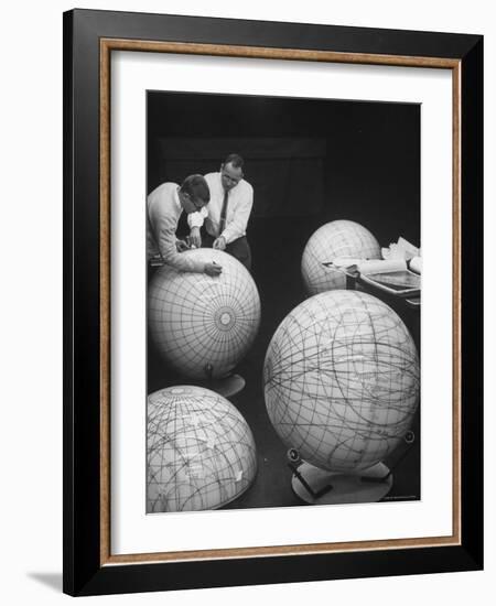 Scientists Studying Moon Phases on Models in Preparation For US Manned Flight to Moon-Fritz Goro-Framed Photographic Print