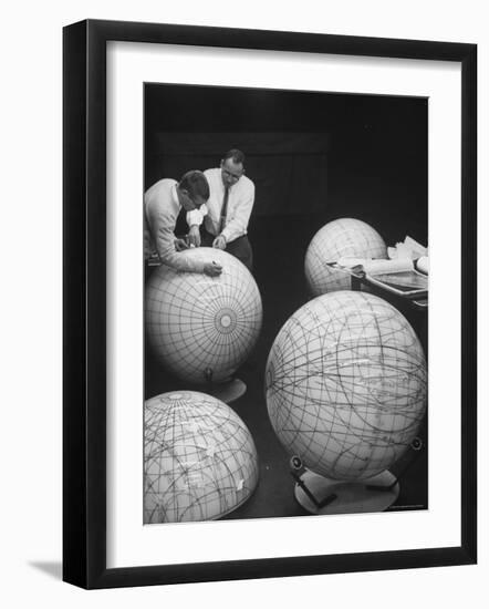 Scientists Studying Moon Phases on Models in Preparation For US Manned Flight to Moon-Fritz Goro-Framed Photographic Print