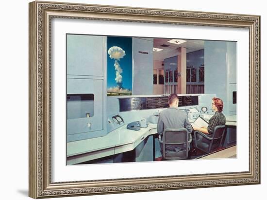 Scientists Watching Nuclear Blast-null-Framed Art Print