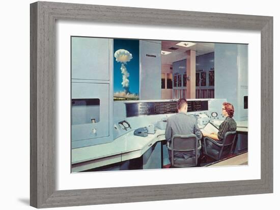 Scientists Watching Nuclear Blast-null-Framed Art Print