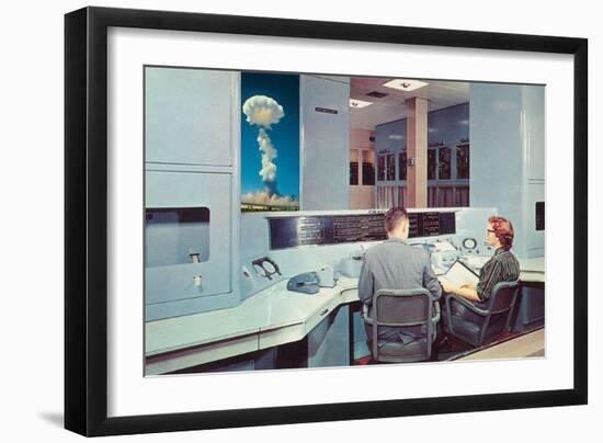 Scientists Watching Nuclear Blast-null-Framed Art Print