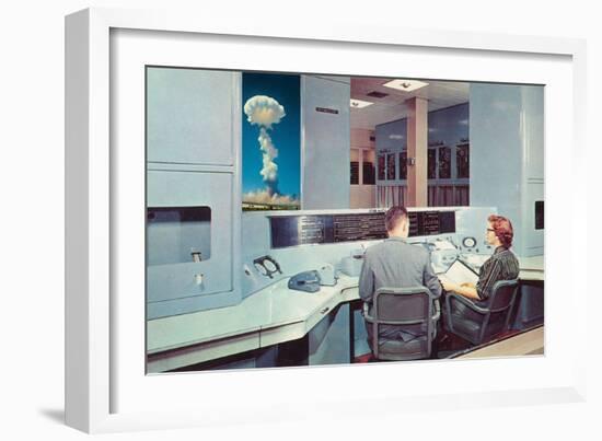 Scientists Watching Nuclear Blast-null-Framed Art Print