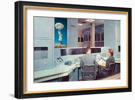 Scientists Watching Nuclear Blast-null-Framed Art Print