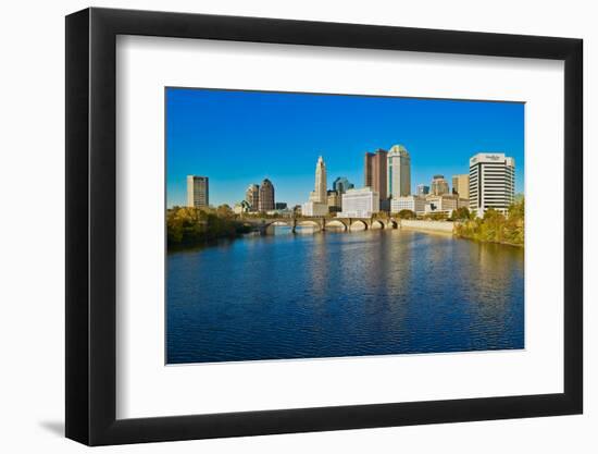 Scioto River and Columbus Ohio skyline in autumn-null-Framed Photographic Print