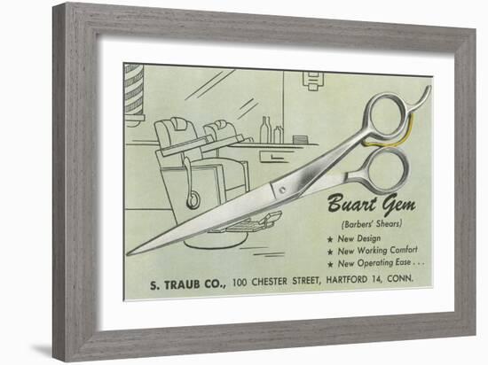 Scissors Advertisement-null-Framed Art Print