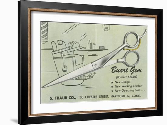 Scissors Advertisement-null-Framed Art Print