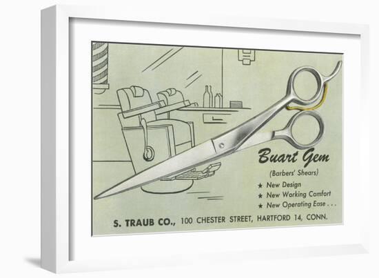Scissors Advertisement-null-Framed Art Print