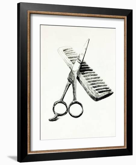 Scissors And Comb-Boyan Dimitrov-Framed Art Print