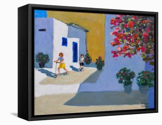 Scooter Kids,Symi,Greek Islands, 2018-Andrew Macara-Framed Premier Image Canvas