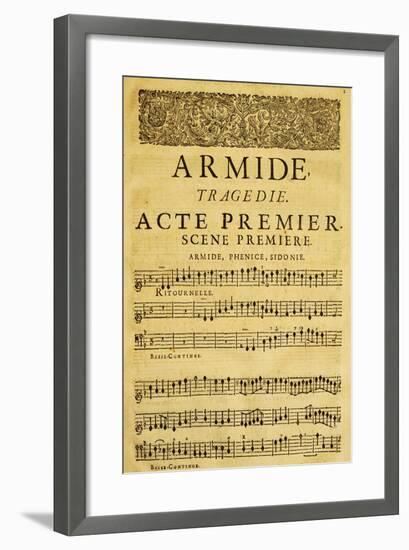 Score for Opera Armide, Act I, Scene One-Composer Giovanni Battista Lulli-Framed Giclee Print