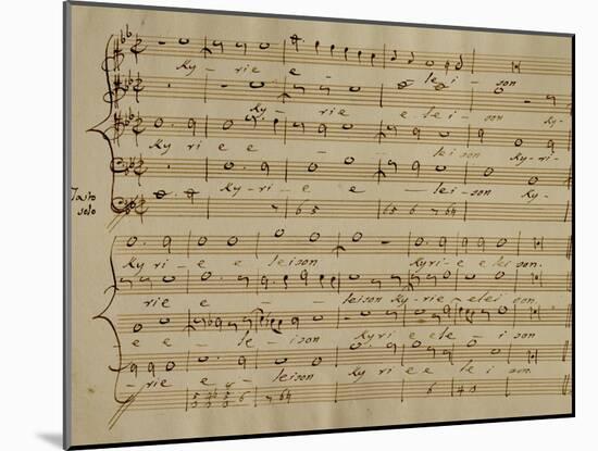 Score of the Kyrie Eleison from the 'Messa a Quattro Voci', 18th Century Copy-Giovanni Pierluigi da Palestrina-Mounted Giclee Print