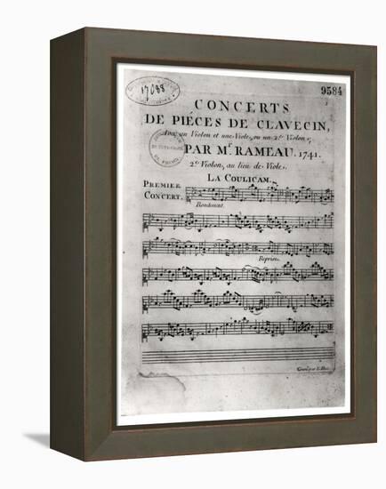 Score Sheet for "Concerts De Pieces De Clavecin" by Jean-Philippe Rameau (1683-1764) 1741-L. Hue-Framed Premier Image Canvas